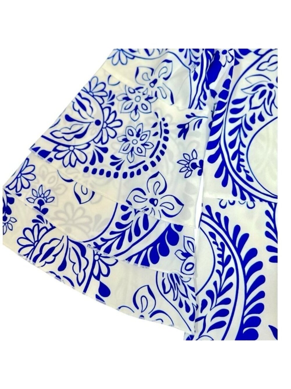 A-Line Bell Sleeves Dress Blue & White Size Small Lightweight Summer Dress - Picture 6 of 7
